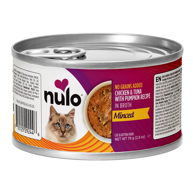 Minced with Whole Proteins Tuna, Chicken & Pumpkin Recipe for Cats